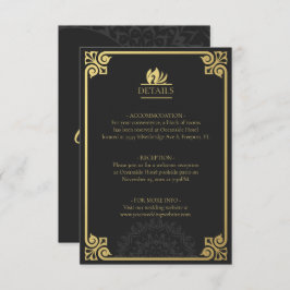 Tarjeta De Recepción Detalles modernos de Art Deco Swan Gold y Black