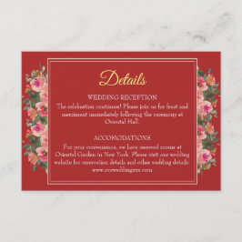 Tarjeta De Recepción Detalles modernos de boda china con peonía floral