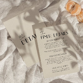 Tarjeta De Recepción Detalles modernos de Bodas singulares en blanco y 