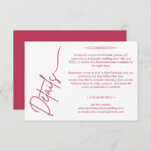 Tarjeta De Recepción Detalles modernos de color blanco rojo magenta Min