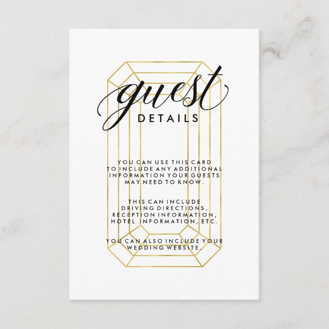 Tarjeta De Recepción Detalles modernos de invitados de diamantes geomét (Anverso)