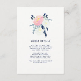 Tarjeta De Recepción Detalles modernos de invitados florales rosas y na