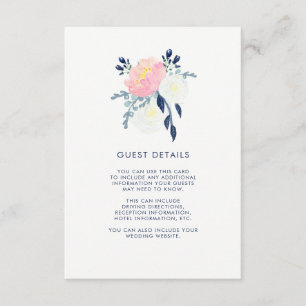 Tarjeta De Recepción Detalles modernos de invitados florales rosas y na