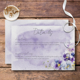 Tarjeta De Recepción Detalles modernos de morado y floral amarilla