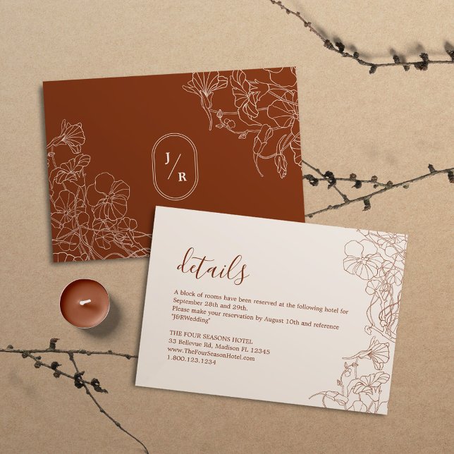 Tarjeta De Recepción Detalles modernos del Boda Boho Terracotta (Subido por el creador)