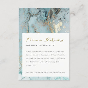 TARJETA DE RECEPCIÓN DETALLES MODERNOS DEL BODA DE AQUA DUSKY AZUL GOLD