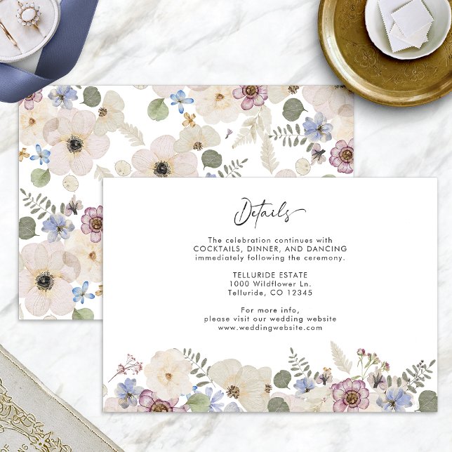 Tarjeta De Recepción Detalles modernos del Boda de flores botánicas (Modern Botanical Floral Wedding Details Enclosure Card by Painted Paperie
)