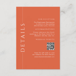 Tarjeta De Recepción Detalles modernos del Boda del Naranja de diversió