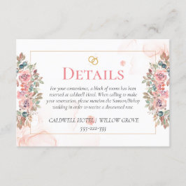 Tarjeta De Recepción Detalles modernos del boda floral rosa