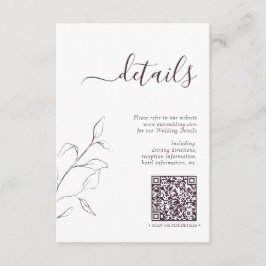 Tarjeta De Recepción Detalles modernos del Boda púrpura del ciruela del