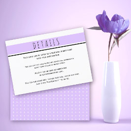 Tarjeta De Recepción Detalles modernos del boda púrpura lavanda