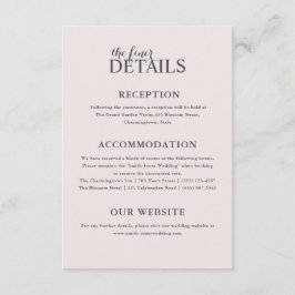 Tarjeta De Recepción Detalles modernos del Boda rosa Rubor