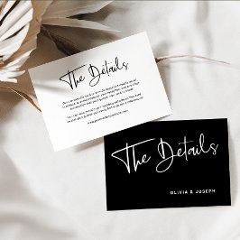 Tarjeta De Recepción Detalles modernos del Boda superpuesto en blanco y