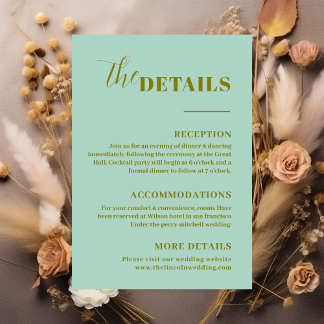 Tarjeta De Recepción Detalles Modernos Minimalistas en Verde Menta