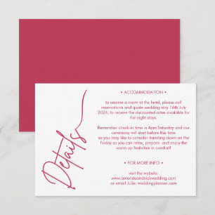 Tarjeta De Recepción Detalles modernos minimalistas magenta rojo blanco