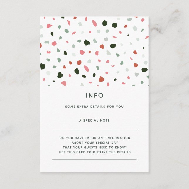 Tarjeta De Recepción Detalles modernos mínimos del Boda verde del Terra (Anverso)