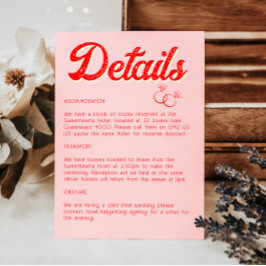 Tarjeta De Recepción Detalles modernos rojos y rosa negrita