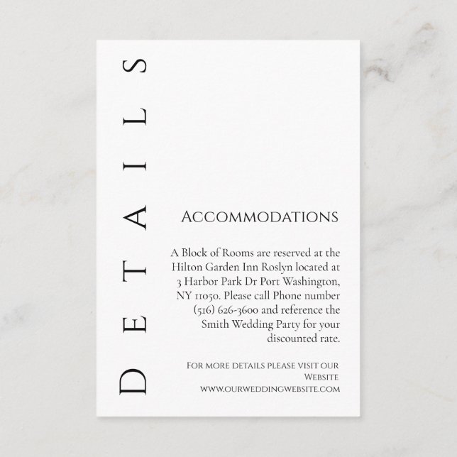 Tarjeta De Recepción Detalles modernos, sencillos, en blanco y negro-Bo (Reverso)