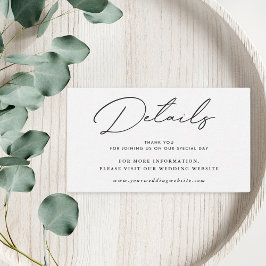 Tarjeta De Recepción Detalles modernos y elegantes de Boda blanco y neg