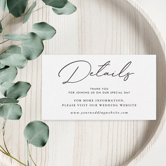 Tarjeta De Recepción Detalles modernos y elegantes de Boda blanco y neg (Subido por el creador)