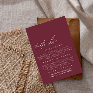 Tarjeta De Recepción Detalles modernos y elegantes del Boda de los cima
