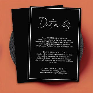 Tarjeta De Recepción Detalles Modernos Y Sencillos De Boda De Moda Blan