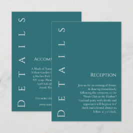 Tarjeta De Recepción Detalles modernos y sencillos de Boda verde esmera