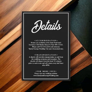 Tarjeta De Recepción Detalles Modernos Y Sencillos Del Boda De Moda Bla