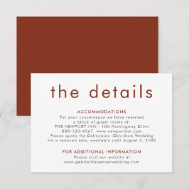 Tarjeta De Recepción Detalles modernos y sencillos del Boda de óxido de