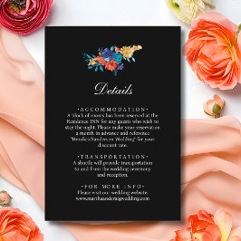 Tarjeta De Recepción Detalles negros del Boda de la flor de la Fiesta m