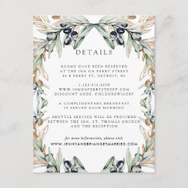Tarjeta De Recepción Detalles para invitados de boda boho en elegante o