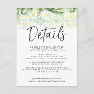 Tarjeta De Recepción Detalles para invitados de boda boho en un elegant