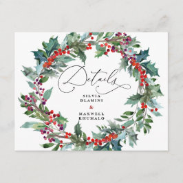 Tarjeta De Recepción Detalles para Invitados de Boda de Invierno con Fl