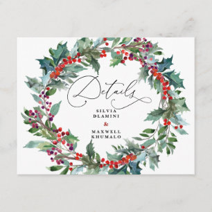 Tarjeta De Recepción Detalles para Invitados de Boda de Invierno con Fl