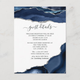 Tarjeta De Recepción Detalles para Invitados de Boda en Azul Marino y Á