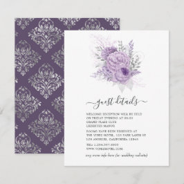 Tarjeta De Recepción Detalles para invitados de boda floral de lavanda 