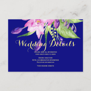 Tarjeta De Recepción Detalles para invitados de boda floral de verano c