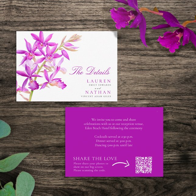 Tarjeta De Recepción Detalles prácticos del boda de orquídeas de joyas  (Subido por el creador)
