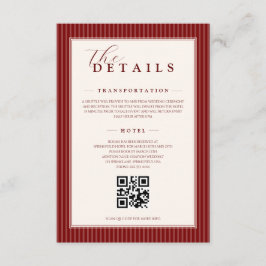 Tarjeta De Recepción Detalles QR de Boda a Rayas Clásicas de Terciopelo