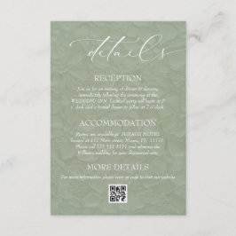 Tarjeta De Recepción Detalles QR de Boda Elegante Verde Floral