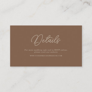 Tarjeta De Recepción Detalles QR de Boda Minimalista Marrón Beige Moder