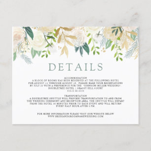 Tarjeta De Recepción Detalles que se casan blancos del ramo el del