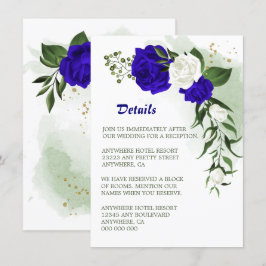 Tarjeta De Recepción Detalles reales de la vegetación floral blanca azu