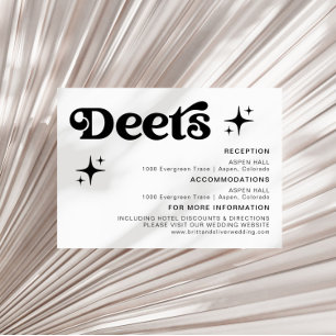 Tarjeta De Recepción Detalles Retro Modernos De Boda Blanco Y Negro