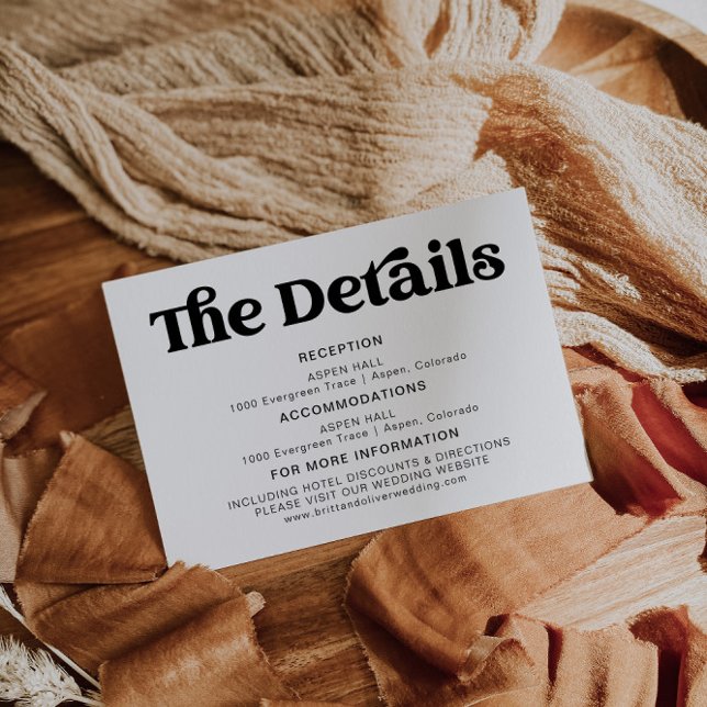 Tarjeta De Recepción Detalles Retro Modernos De Boda Blanco Y Negro (Subido por el creador)