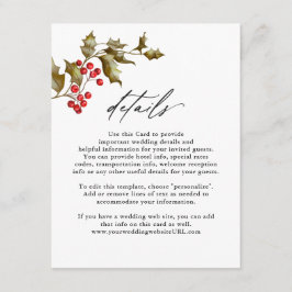 Tarjeta De Recepción Detalles románticos de floral invernal y ecologist