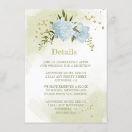 Tarjeta De Recepción detalles románticos de flores azules verdes