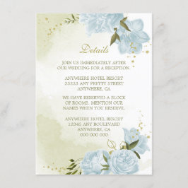 Tarjeta De Recepción detalles románticos de flores azules verdes