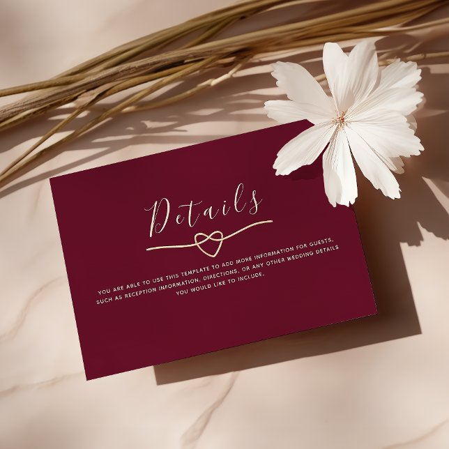 Tarjeta De Recepción Detalles románticos del Boda de Borgoña (Subido por el creador)