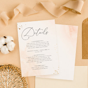 Tarjeta De Recepción Detalles románticos del Boda de color rosa Rubor